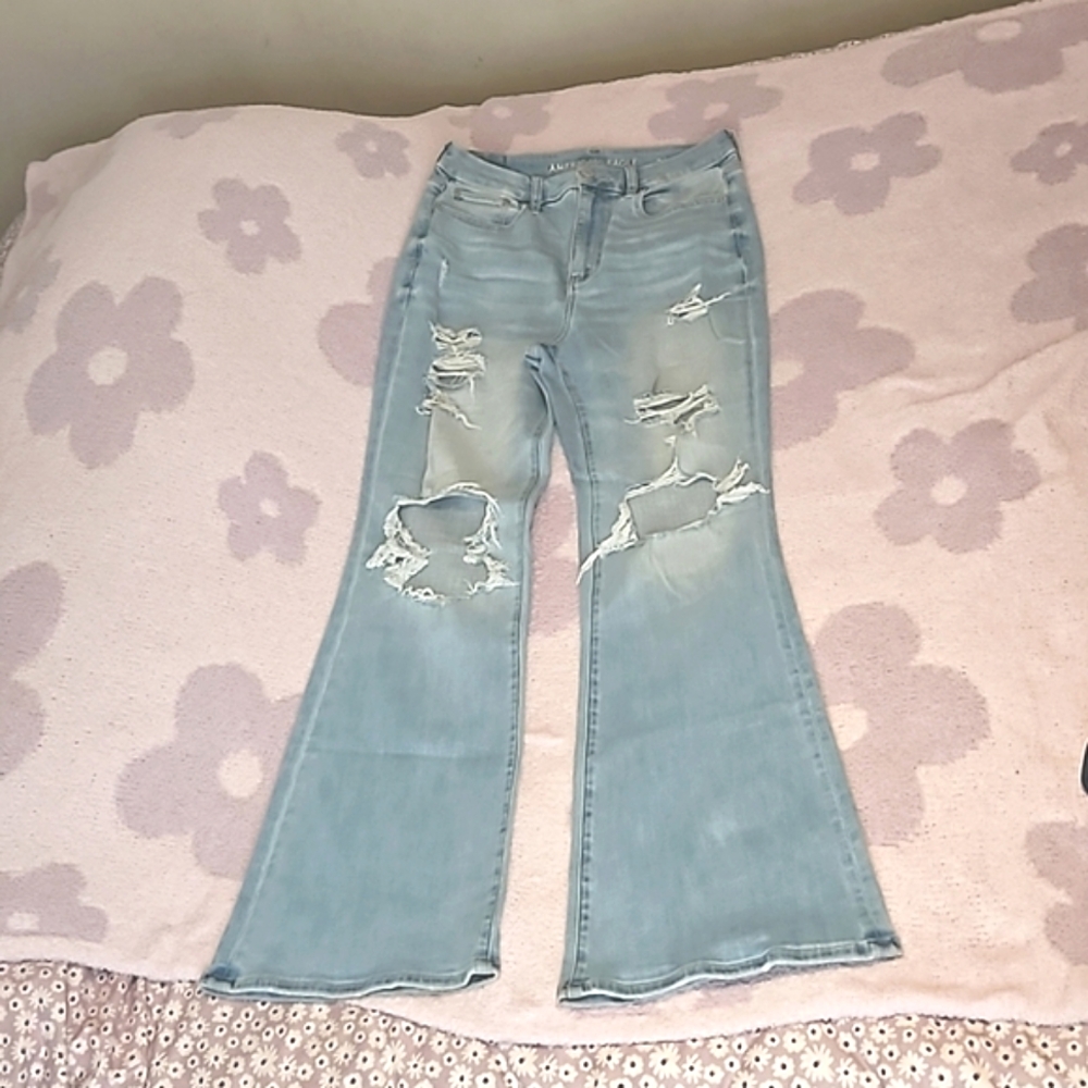 AE Ne(X)T Level Ripped Curvy Super High-Waisted Flare Jeans